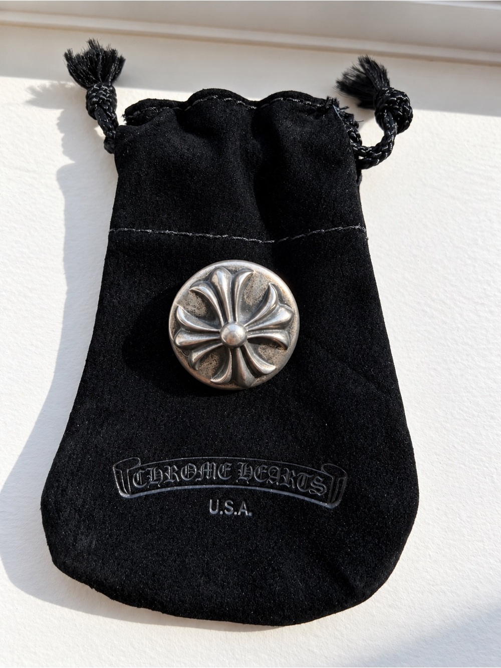 Chrome Hearts Sterling Silver CH Plus Hair Tie